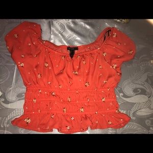 Floral peplum cropped shirt (s)